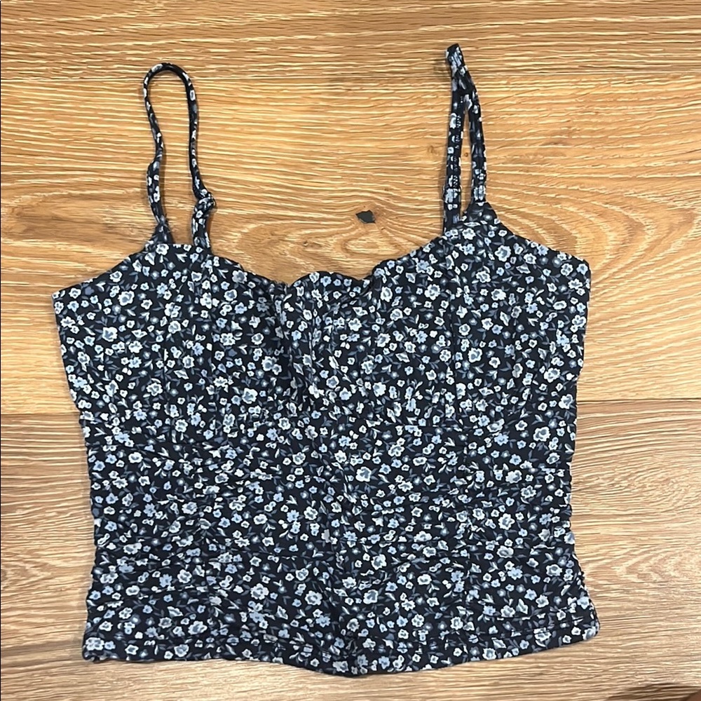 Hollister Black and White Tie Front Camisole